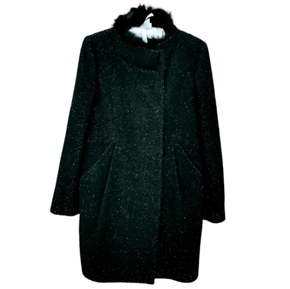 Reasterisk Black Wool, Alpaca/(100% Fox Fur) Women's Coat. Size-66 - Picture 8 of 13